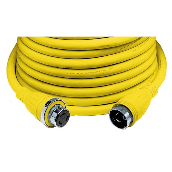 Locking Devices, Twist-Lock, Marine Grade, Ship to Shore Cableset, 50A 125V, 2-Pole 3-Wire Grounding, Non-NEMA, Yellow